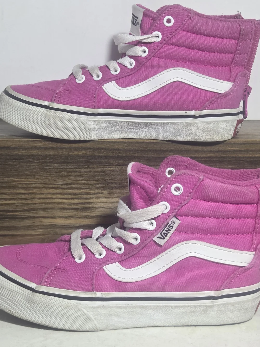Vans Sk8-Hi Zip Shoes Pink Canvas High-Top Sneakers Kids Size US 12.0